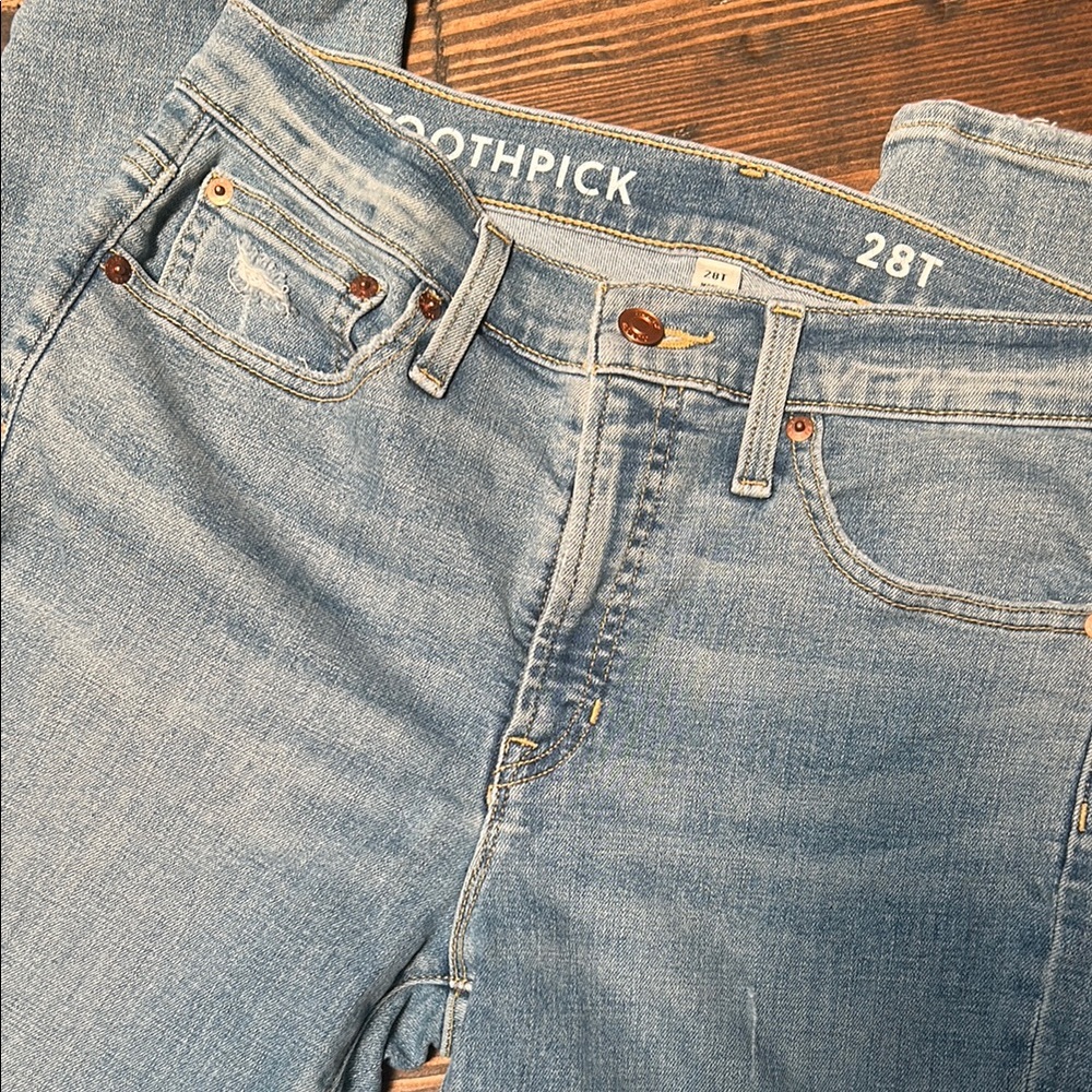 J. Crew High Waisted Toothpick Denim Blue Skinny Jeans - Picture 3 of 7
